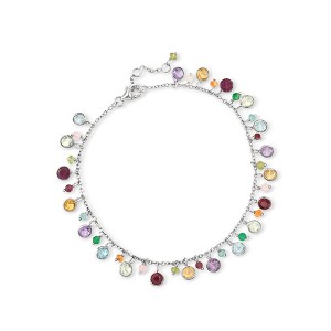 Ross-Simons 12.70 ct. t.w. Multi-Gemstone Drop Anklet in Sterling Silver Size 9 - 1 of 3