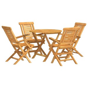 vidaXL Patio Dining Set Table and Chair Furniture 5 Piece Solid Wood Teak - 1 of 4