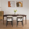 QingMoon Mid Century Modern Dining Chairs Set of 2, Fabric Upholstered Kitchen Chairs with Curved Back for Dining Room and Cafe - 2 of 4