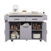 PAGED Dining Room Cabinet with Trash Can Storage, Kitchen Cart with Drawer, Rolling Kitchen Island on Wheels with Adjustable Shelf - 4 of 4