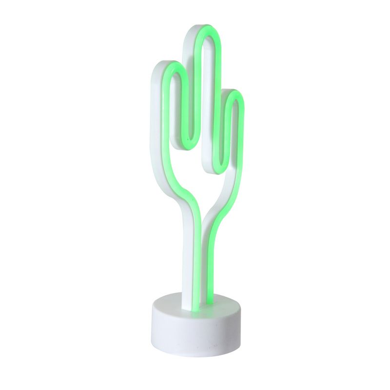 Northlight 11.5" Battery Operated Neon Style LED Cactus Table Light - Green, 3 of 7