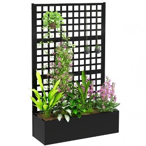 Outsunny Metal Planter Box with Trellis, Drain Holes - 1 of 4