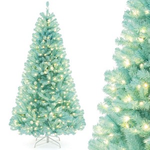 Costway 6/7 FT Artificial Xmas Tree with 758/1040 Branch Tips 280/380 Warm White LED Lights - 1 of 4