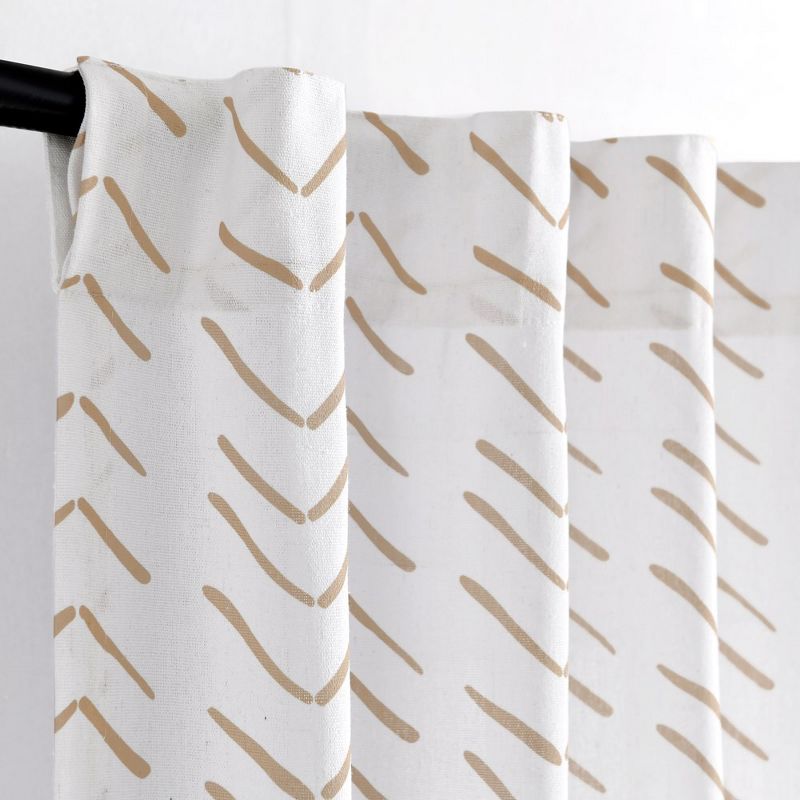 Hygge Modern Arrow Linen Look Window Curtain Panels Wheat/White 40X84 Set, 2 of 6