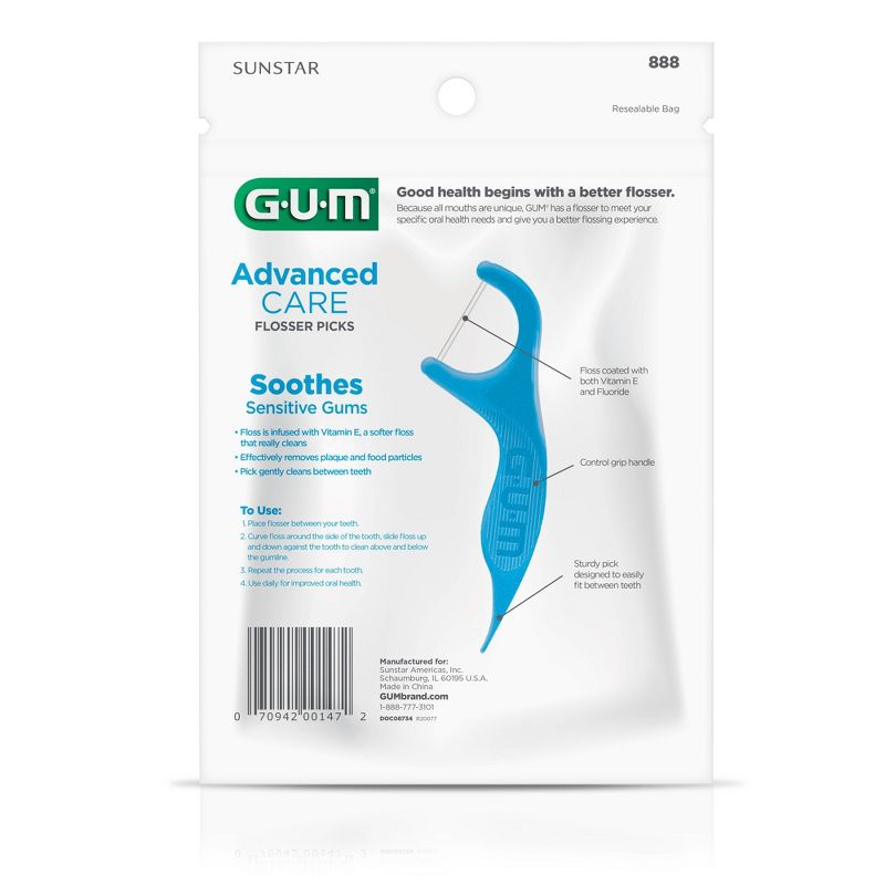 GUM Advanced Care Flossers Mint - 150ct, 3 of 6