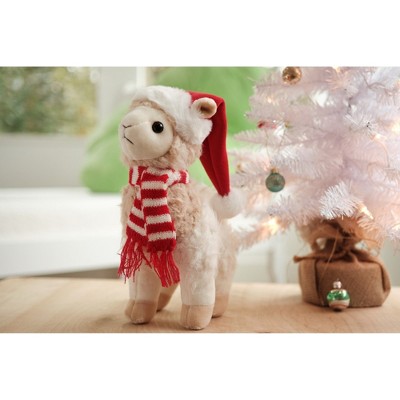 Holly the Holiday Llama Plush with Santa Hat and Scarf, 10 Inches