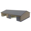 1/64 Tan & Gray 2 Door 70ft x 130ft Wooden Implement Pole Building w/ Divided Shop Area STA-210 - 2 of 4