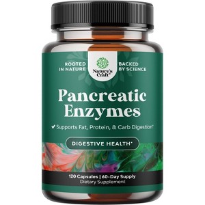 Pancreatic Digestive Enzymes for Digestive Health, Protease Amylase & Lipase Enzymes for Digestion, Nature's Craft, 120ct - 1 of 4