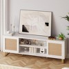 Garvee Rattan TV Stand for 65 Inch, Boho Entertainment Center with Marble Color, Modern White TV Console Cabinet with Storage for Living Room Bedroom - 2 of 4
