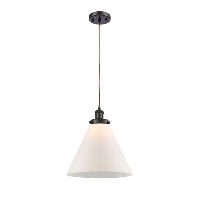 Cone - 1 Light Cord Hung Mini Pendant In Industrial Style-10 Inches Tall and 12 Inches Wide