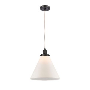 Cone - 1 Light Cord Hung Mini Pendant In Industrial Style-10 Inches Tall and 12 Inches Wide - 1 of 1