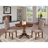 3-Piece Mahogany Finish Solid Wood Top - Button Tufted Dining Room Set - Seats 4 - 2 of 4