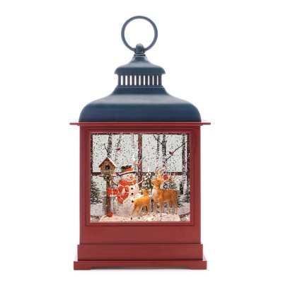 LED Woodland Snowman Snow Globe 12"H
