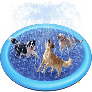 Jasonwell Splash Pad for Dogs & Kids, Anti-Slip Water Play Mat for Large Dogs, Durable Outdoor Sprinkler Toy, 67in, Blue - 1 of 4