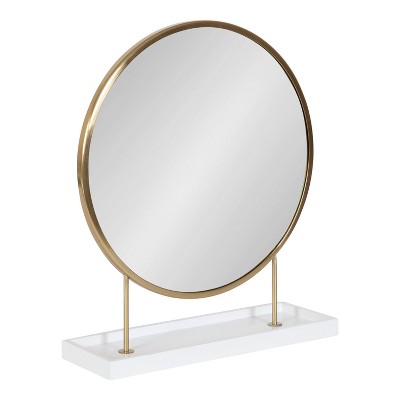 18" x 22" Maxfield Round Tabletop Mirror White/Gold - Kate & Laurel All Things Decor