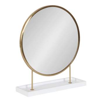 18" x 22" Maxfield Round Tabletop Mirror White/Gold - Kate & Laurel All Things Decor