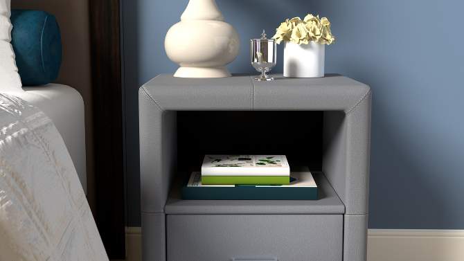 Reunion Faux Leather Upholstered Nightstand - Eco Dream, 2 of 8, play video