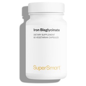 SuperSmart Iron Bisglycinate 75mg per Day - Gentle Iron Bisglycinate Supplement - No Side Effects | Non-GMO & Gluten Free - 60 Vegetarian Capsules - 1 of 4