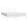 vidaXL Modern Double Bed Frame with Headboard and Footboard, Powder-Coated Steel White Bed Frame - 4 of 4