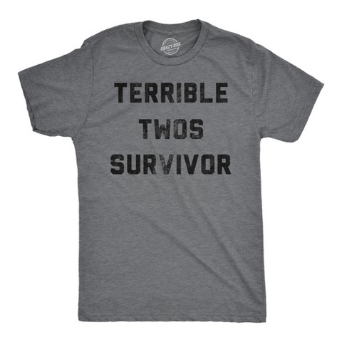 Мужские футболки Crazy Dog T-Shirts, Inc. Mens Funny T Shirts Terrible Twos Survivor Sarcastic Parenting Graphic Novelty Tee for Men - Crazy Dog Men's T Shirt Gift for Dad Dark Grey M