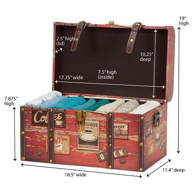 Medium Coffee Shop Decorative Storage Trunk with Leather Straps