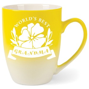 Elanze Designs World'S Best Grandma Two Toned Ombre Matte Yellow and White 12 ounce Ceramic Stoneware Coffee Cup Mug - 1 of 4