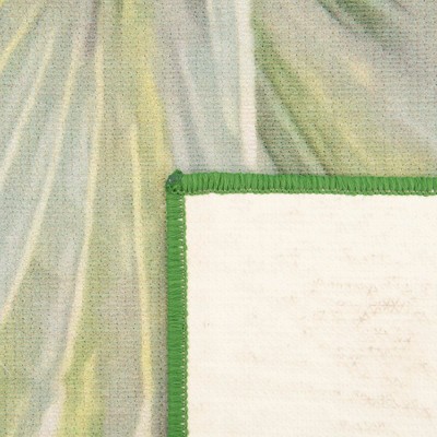 Green and Ivory Synthetic Rectangular Outdoor Rug, 10' x 13'