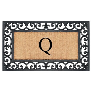 A1HC Natural Rubber & Coir 18x30, Monogrammed Doormat For Outdoor Entrance, Anti-Shed Treated Mat - 1 of 4