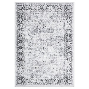 Washable Vintage Rug Non Slip Low Pile Rug Soft Throw Floor Cover Floral Foldable Indoor Carpet for Living Room Bedroom Playroom Nursery - 1 of 4