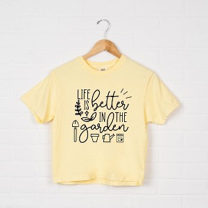 Simply Sage Market Women's Life Is Better In The Garden Short Sleeve Relaxed Fit Cropped Tee - 1 of 4