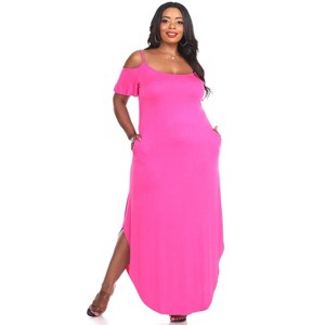 Women's Plus Size Cold Shoulder Lexi Maxi Dress with Pockets - White Mark - 1 of 3