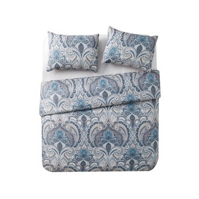 Lawrence Blue Microfiber Reversible Full Quilt Set