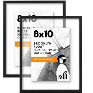Americanflat Aluminum 8x10 Floating Picture Frame - Set of 2 - Use as 5x7 Picture Frame or Display 8x10 Photo - Photo Frames for Wall - Black - 1 of 4