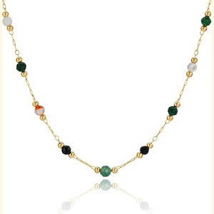 14K Gold Plated Beaded Choker Necklace – Dainty Boho Summer Jewelry for Women - 1 of 4