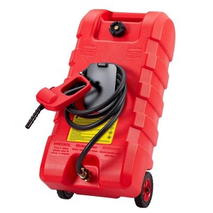 57 Litre Fuel Can with Manual Pump, Portable Gas Tank with Wheels and 3m Hose for Cars, Boats, Lawn Mowers - 1 of 4