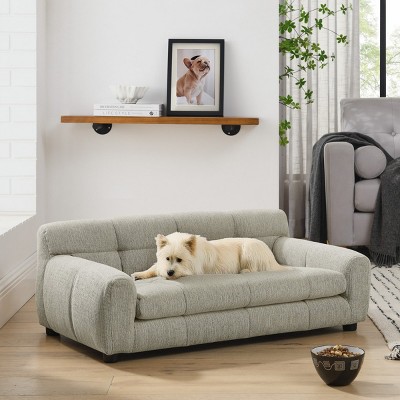LAOTIES Large Dog Sofa,Breathable Linen Pet Couch With Backrest And Armrests,Sturdy And Comfortable Bed For Medium And Large Dogs