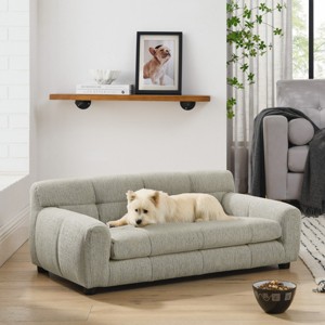 LAOTIES Large Dog Sofa,Breathable Linen Pet Couch With Backrest And Armrests,Sturdy And Comfortable Bed For Medium And Large Dogs - 1 of 4