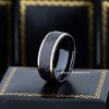 Jewelry Avalanche Black Hammered Center Rose Gold IP Stepped Tungsten Carbide Wedding Band, Comfort-fit, 8mm - 2 of 4