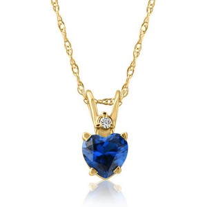Pompeii3 14k White, Yellow, or Rose Gold Diamond & Blue Sapphire Heart Pendant Necklace - 1 of 3