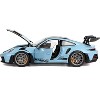 2022 Porsche 911 GT3 RS Weissach Pack Gulf Blue with Carbon Top and Hood Stripes 1/18 Diecast Model Car by Norev - 3 of 4