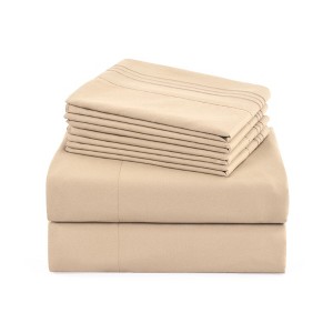Marcielo 4/6 Pcs Soft Solid & Embroidery Bed Sheets Set - 1 of 4