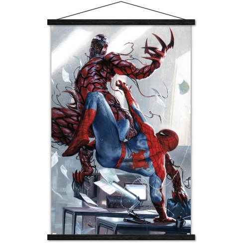 Trends International Marvel Comics - Carnage - Battle With Spider-man  Premium Framed Wall Poster Prints Black Hanger Bundle 