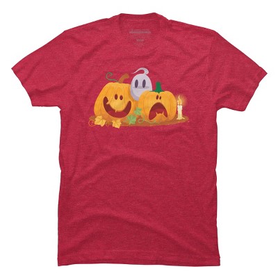 Men's Design By Humans Halloween Cartoon Pumpkins And Ghost By VectorVillain T-Shirt