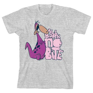 The Flintstones Dino All Bark, No Bite Youth Girl Heather Gray Short Sleeve Tee - 1 of 2