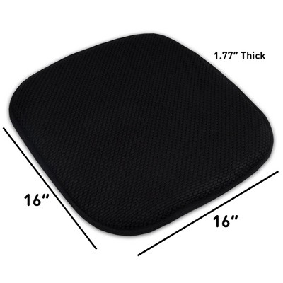 Black Memory Foam Rounded Square Chair Cushions, 16" x 16" (4-Pack)