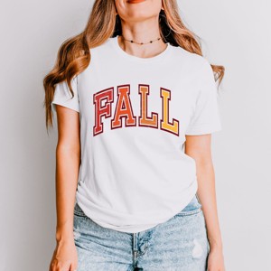 Simply Sage Market Varsity Fall Ombre Short Sleeve Tee - L - White - 1 of 4