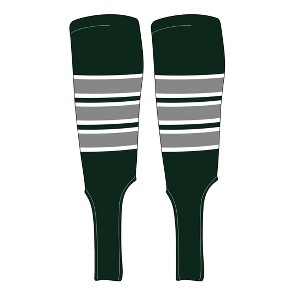 MK Socks Traditional Baseball Stirrups Pattern C-7 Forest Green, White, Silver (S) - 1 of 2