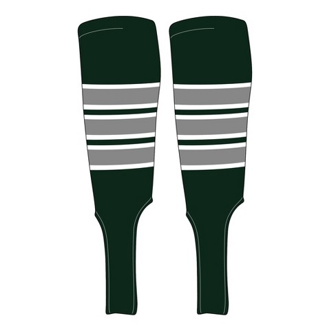 MK Socks Traditional Baseball Stirrups Pattern C-7 Forest Green, White, Silver (S) - image 1 of 2