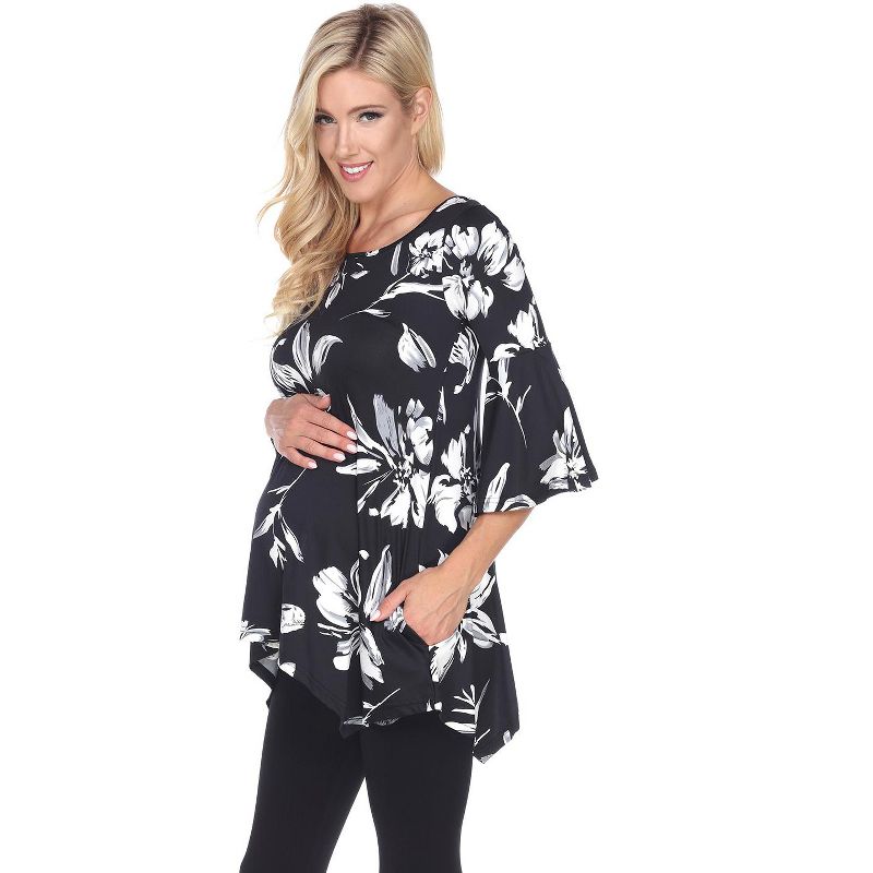 Maternity Floral Printed 3/4 Sleeve Roche Tunic - White Mark, 1 of 4