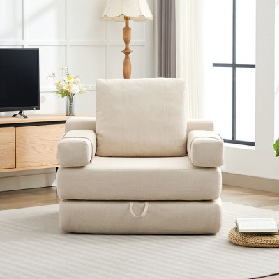 HYEORY Modern Fold Down Chair Flip Out Lounger Convertible Sleeper Sofa Bed Couch